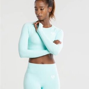 Women’s Best Power Seamless long sleeve crop crop - Bleached aqua
